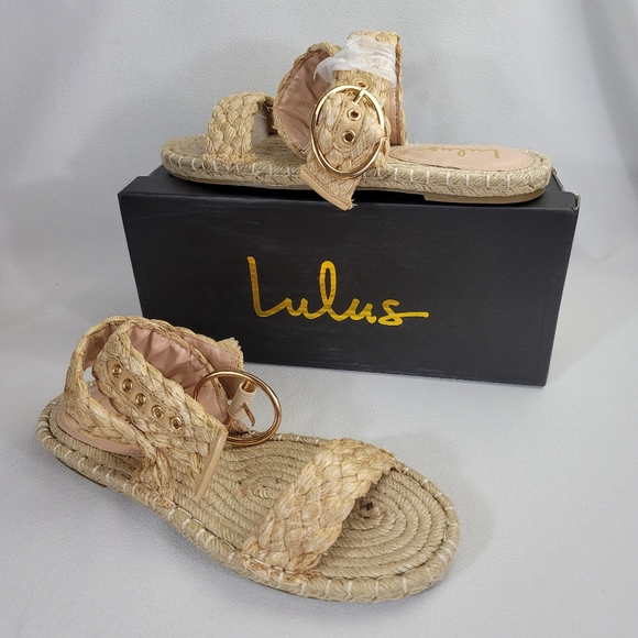 Lulus UTELLA Natural Espadrille Ankle Strap Flat Sandal Sz 9 - Picture 15 of 15
